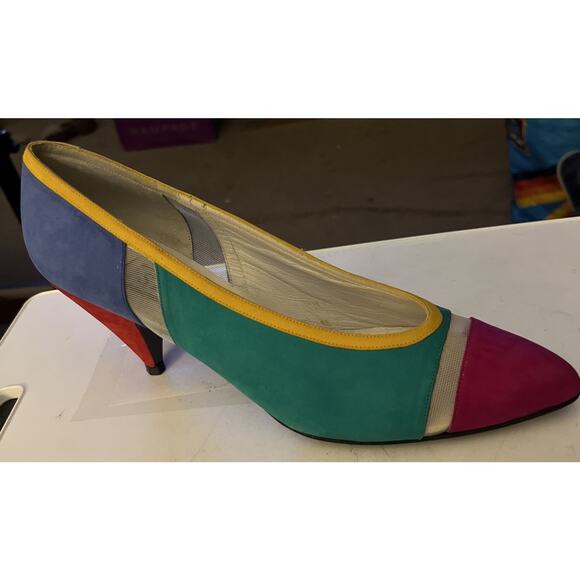 Stuart Weitzman Women's 8.5M Multicolor Suade Leather Pumps 3” Heel - Picture 2 of 15